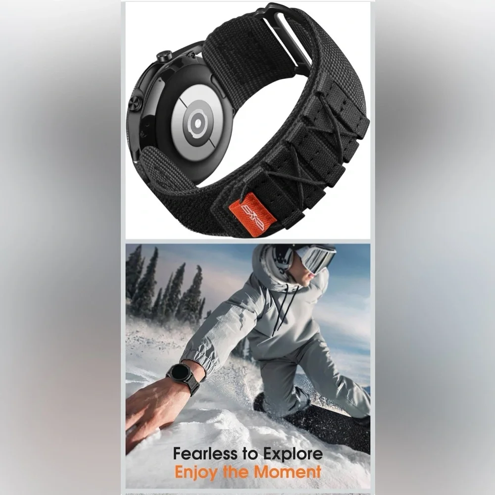 Samsung Galaxy Watch Rugged Nylon Strap Military Grade - Black - Large